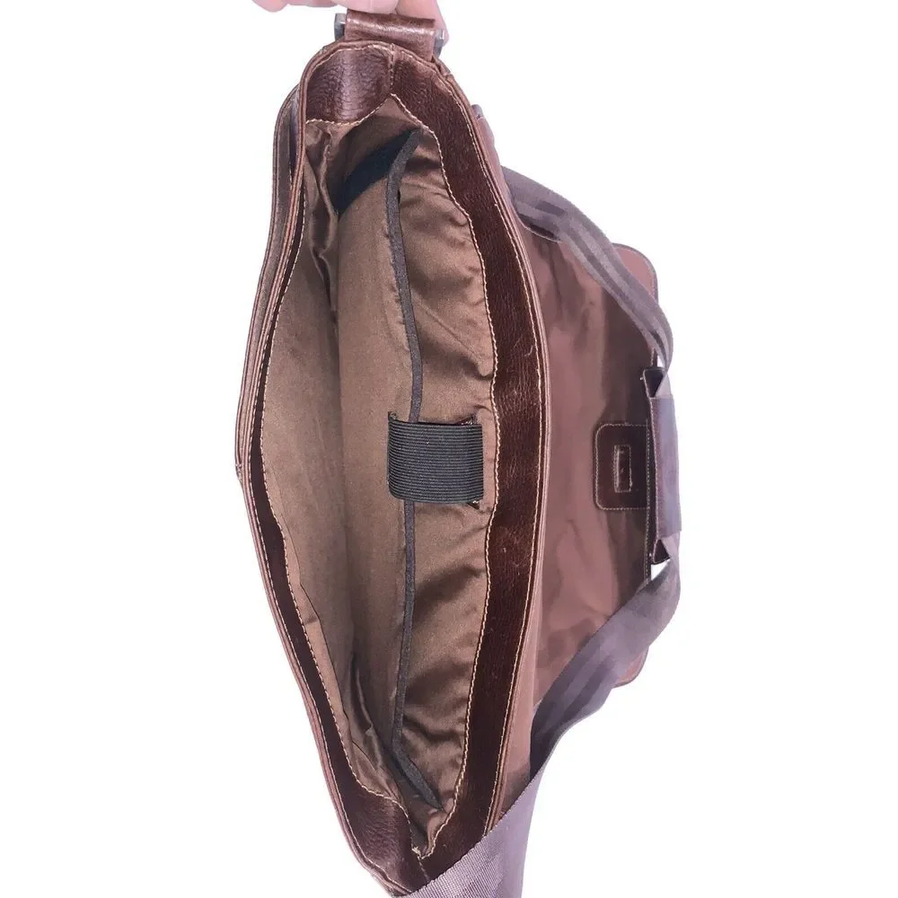 Leather Messenger Bag Executive Classico Shoulder Strap Brown Multi‎ Pocket